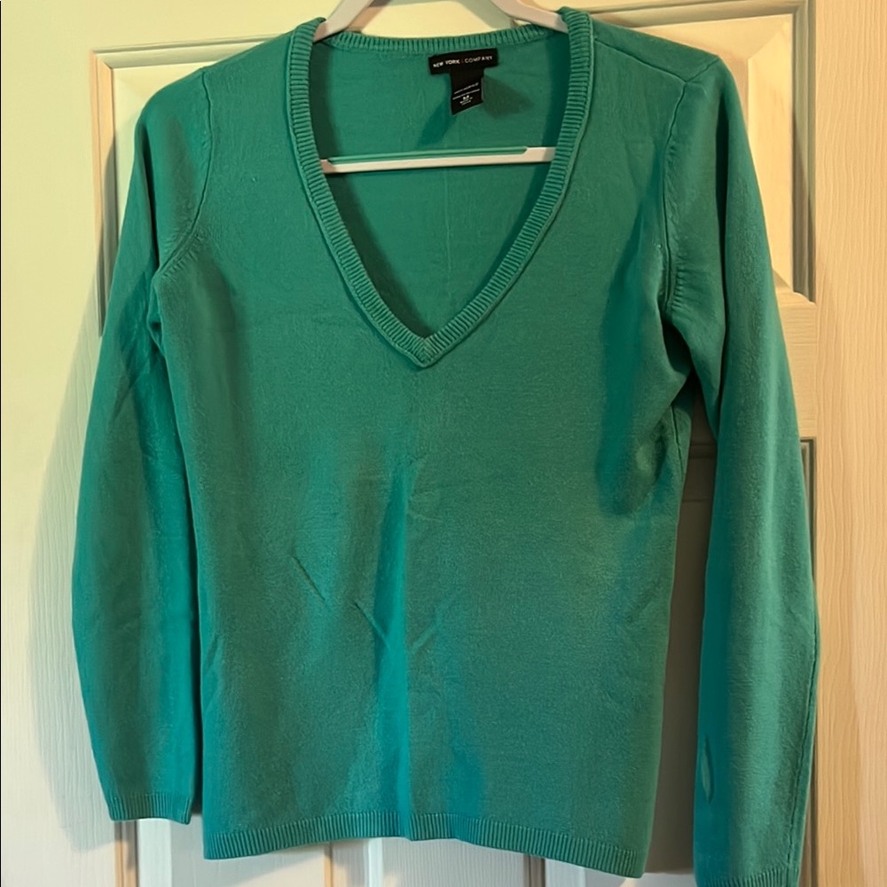 Teal V-Neck Sweater